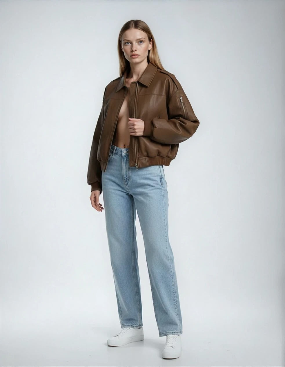 Moonveil Elegant Suede Bomber Jacket – Timeless Women’s Fashion 🌸