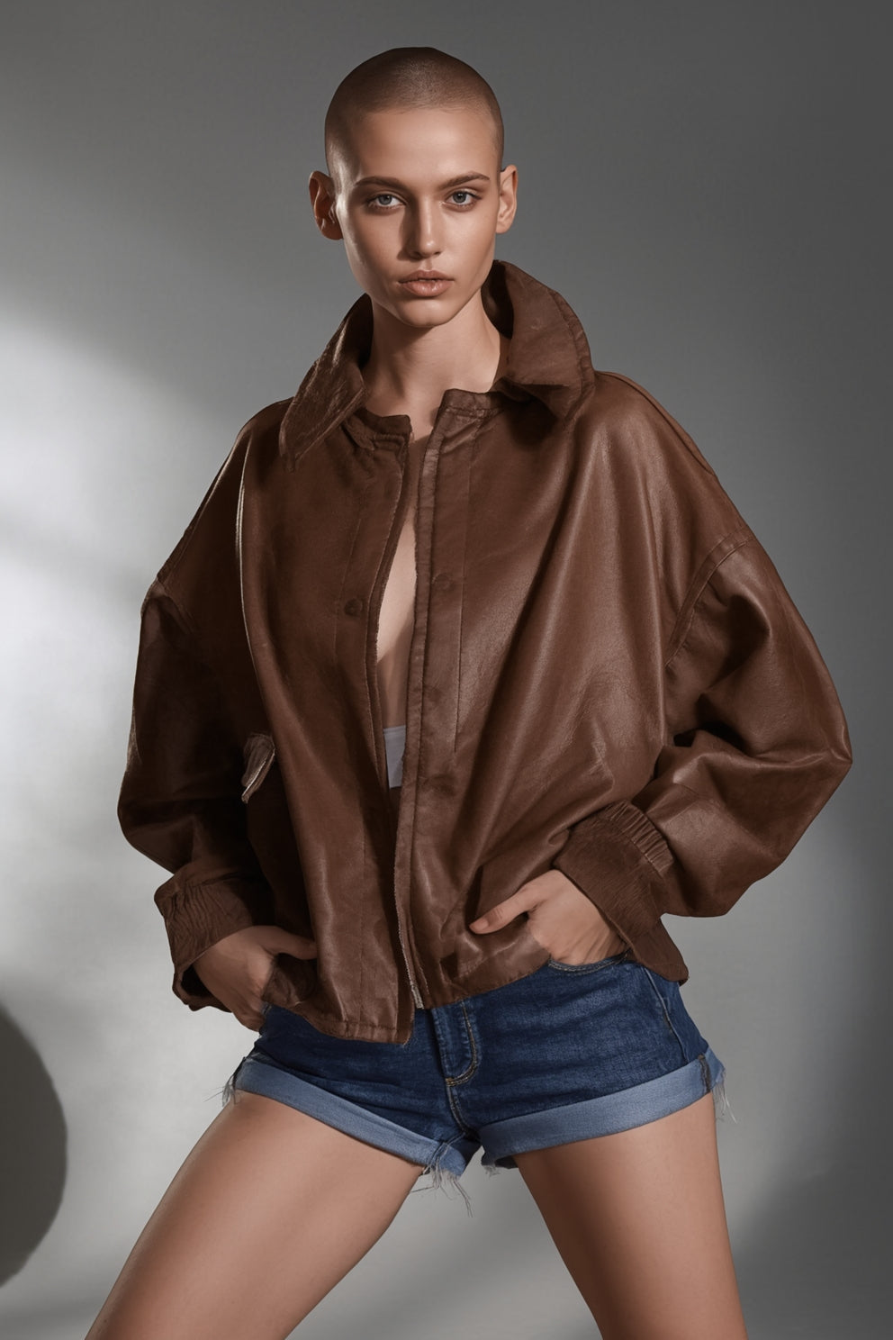 Moonveil Elegant Suede Bomber Jacket – Timeless Women’s Fashion 🌸