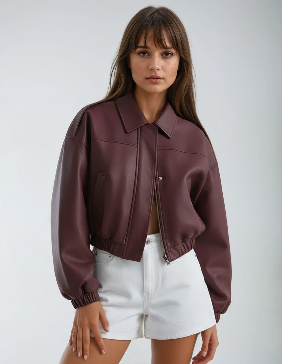 Moonveil Elegant Suede Bomber Jacket – Timeless Women’s Fashion 🌸